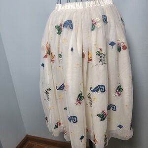 Disney Hanna Andersson Moana Tulle Skirt Girls L Embroidered Maui Hei Hei